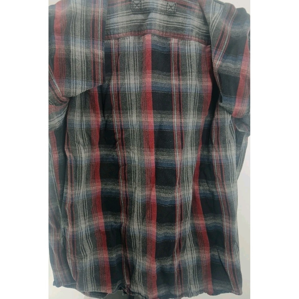 Duluth Trading Company Men's Rugged Black Red Plaid Long Sleeve Relaxed Fit Med - Picture 9 of 11